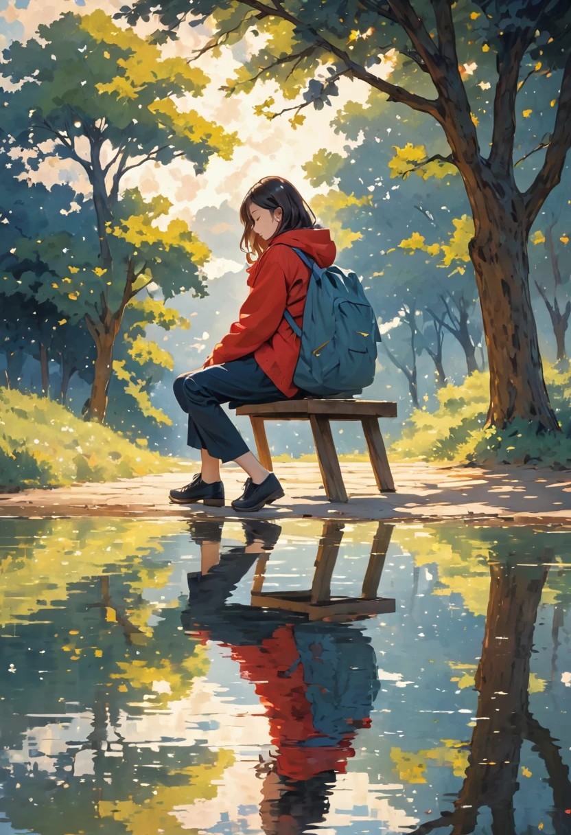 Reflected in an image , the feeling of loneliness and retention of feelings