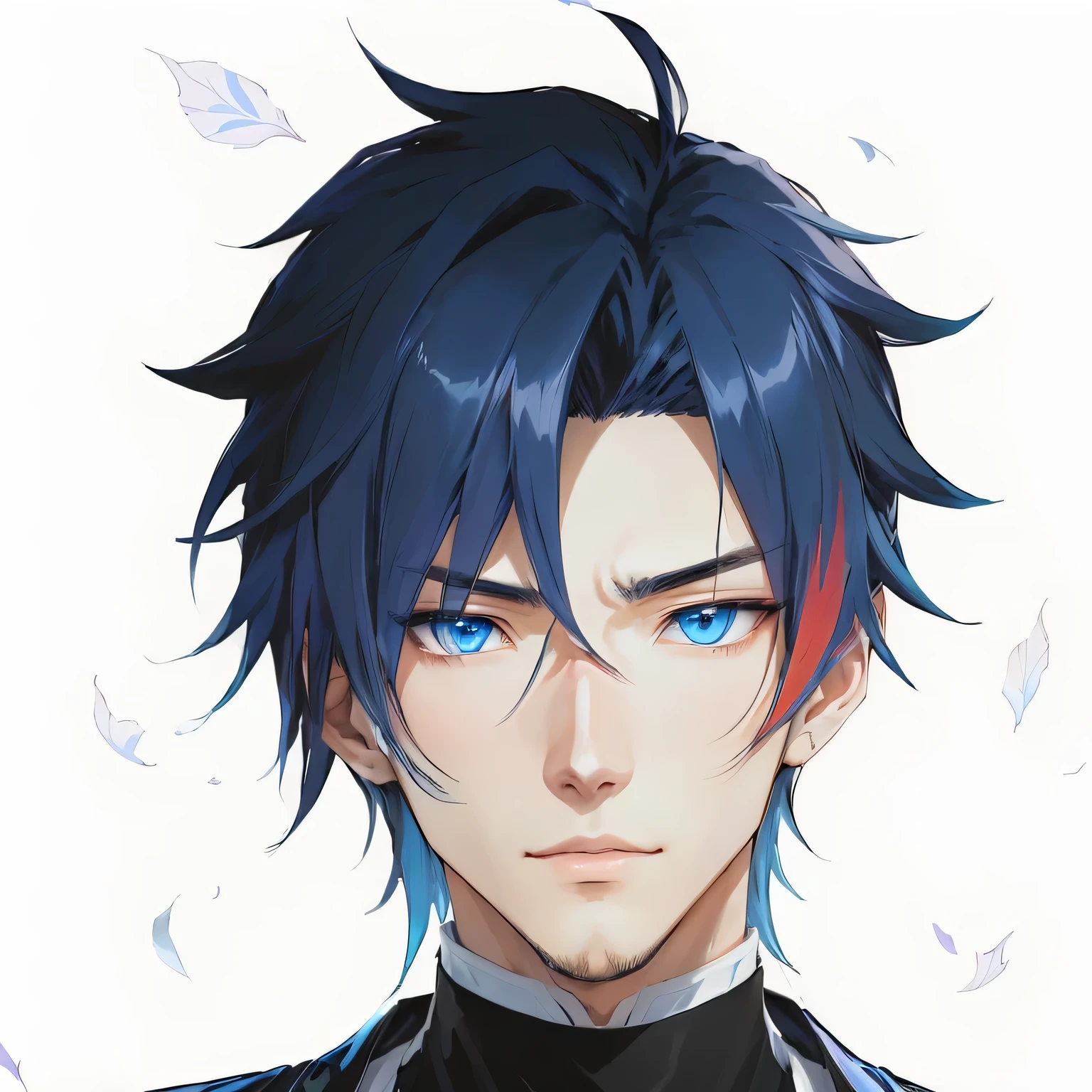 anime - style image of a man with blue eyes and a black jacket, anime handsome man, inspired by Okumura Masanobu, tall anime guy with blue eyes, anime portrait of a handsome man, okata kazuto, handsome guy in demon slayer art, rin, male anime character, young anime man, masamune shiro, official character art