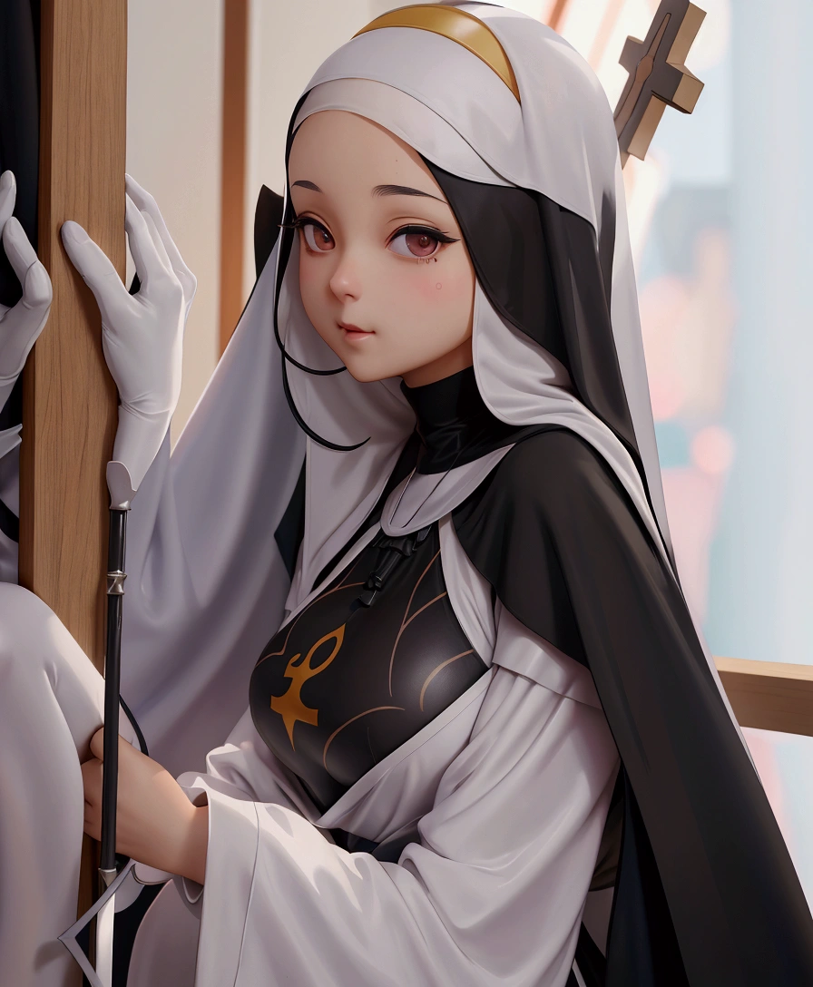  Nun, (Ela tem grandes Ojos azuis brilhantes), (skin fair), (realisic skin), (Glossy and pink lips), (white eyes), (((long straight blond hair))), (Dark shadows compose), ((Very Huge Tits, Pink )), (thick-thighs), (Perfect Slim body), , ((Posing sexy in the Woods )), (master part, High definition, Volumetric lights and dynamic shadowaster part)), (8K), (face perfect), (ultra details) (perfect hands, Ojo, and face), ((sorriso sexy)), (((gigantic breasts))),((nude)), (((blowjob)), from below,