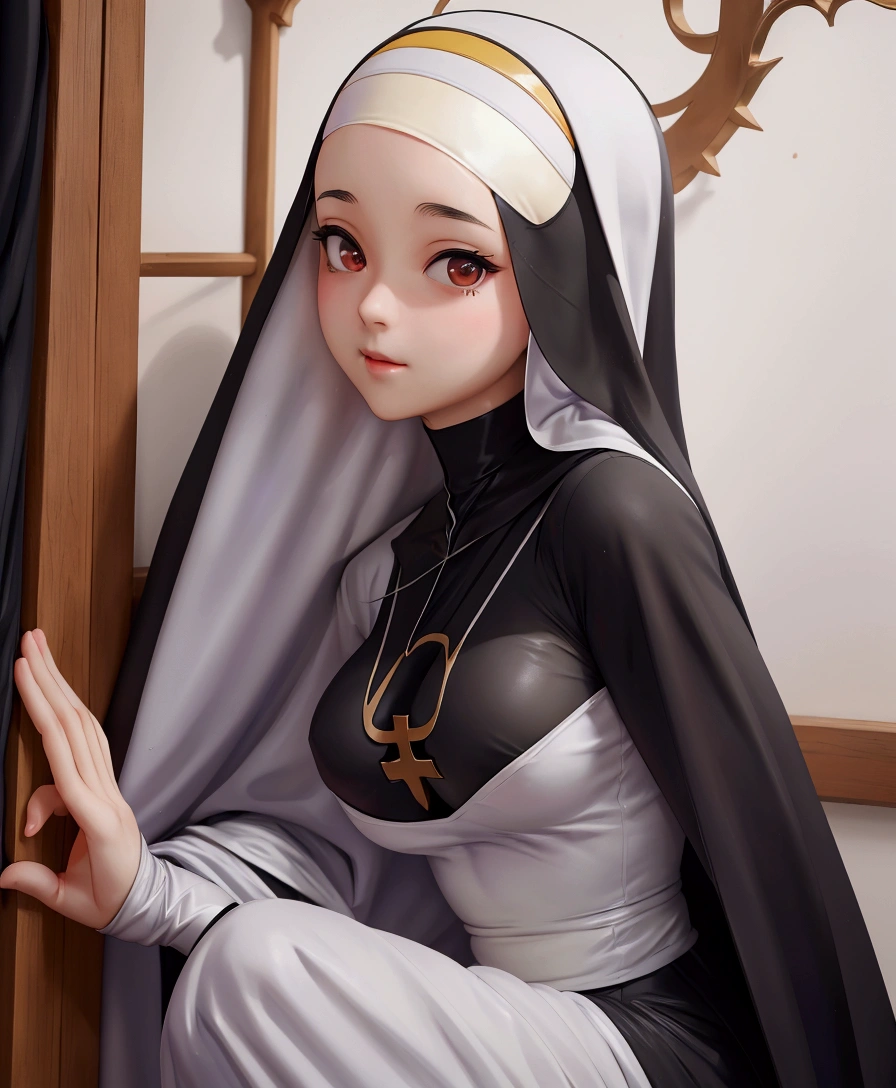 A woman from Al-Afed dressed as a nun poses for a photograph, range murata and ArtJam, ig model | ArtJam, extremely detailed ArtJam, masayoshi suto and ArtJam, ruan jia and ArtJam, 8k ArtJam bokeh, by ruan jia and stanley ArtJam