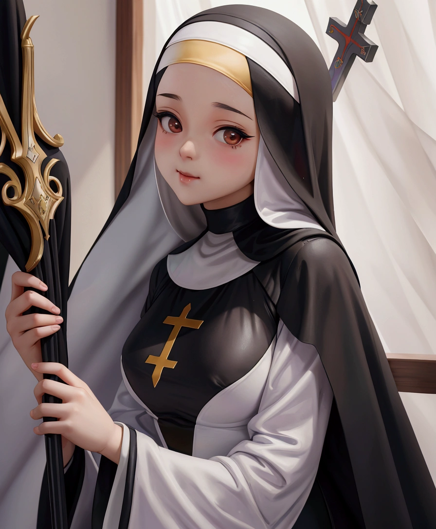 A woman from Al-Afed dressed as a nun poses for a photograph, range murata and ArtJam, ig model | ArtJam, extremely detailed ArtJam, masayoshi suto and ArtJam, ruan jia and ArtJam, 8k ArtJam bokeh, by ruan jia and stanley ArtJam