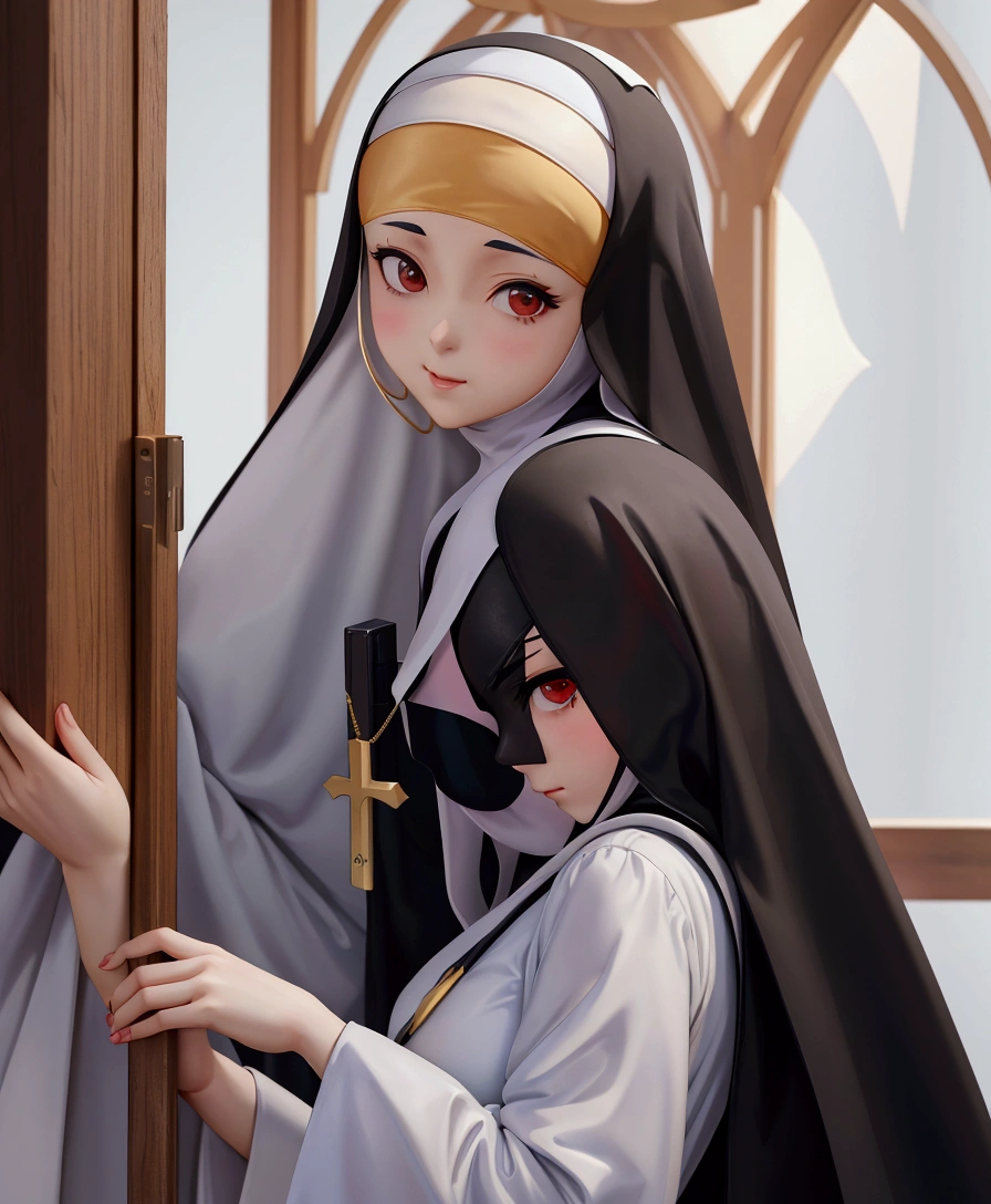 A woman from Al-Afed dressed as a nun poses for a photograph, range murata and ArtJam, ig model | ArtJam, extremely detailed ArtJam, masayoshi suto and ArtJam, ruan jia and ArtJam, 8k ArtJam bokeh, by ruan jia and stanley ArtJam