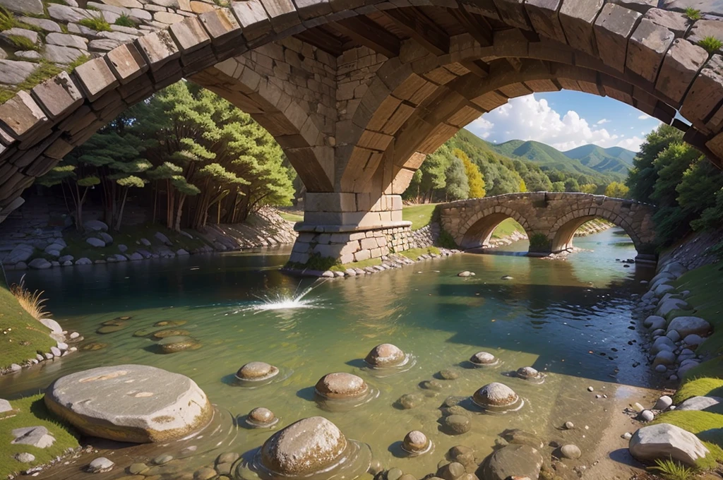a stone bridge,((low angle shot 1.7))