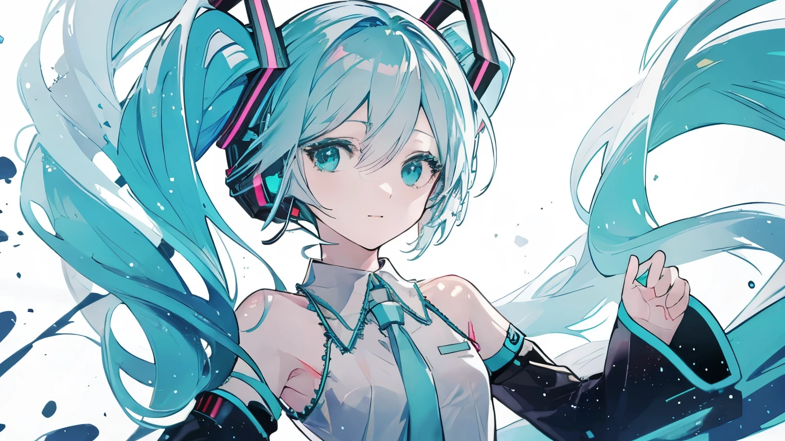 ((Highest quality)), ((masterpiece)), (detailed), Hatsune Miku,whole body，No background