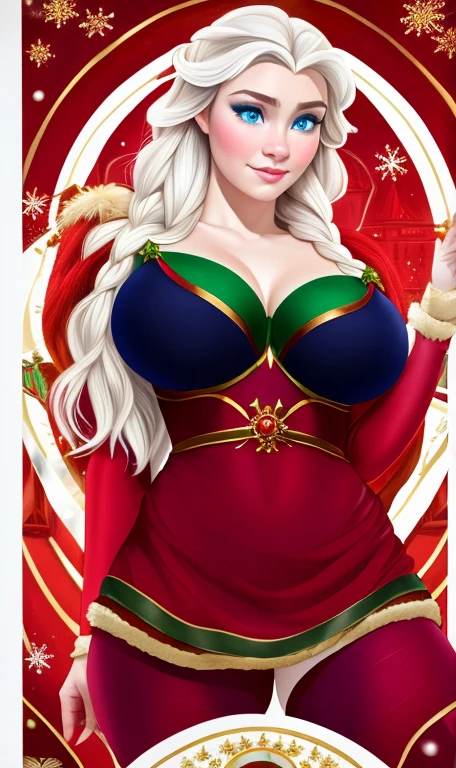othalama style, 
([Emilia Clarke|violet starr|Lily Collins]:0.9) standing, wearing holiday outfit, wearing christmas stockings
[Dibujos cheered ups, vector art, cheered up :realist, real life, hyper realist:0.35],,, New Year 
, , big breasts, fit, gigantic,
Divine power and beauty are a testament to her role as chooser of the slain., Very detailed, Like Elsa from Frozen, 
, masterpiece, ,  