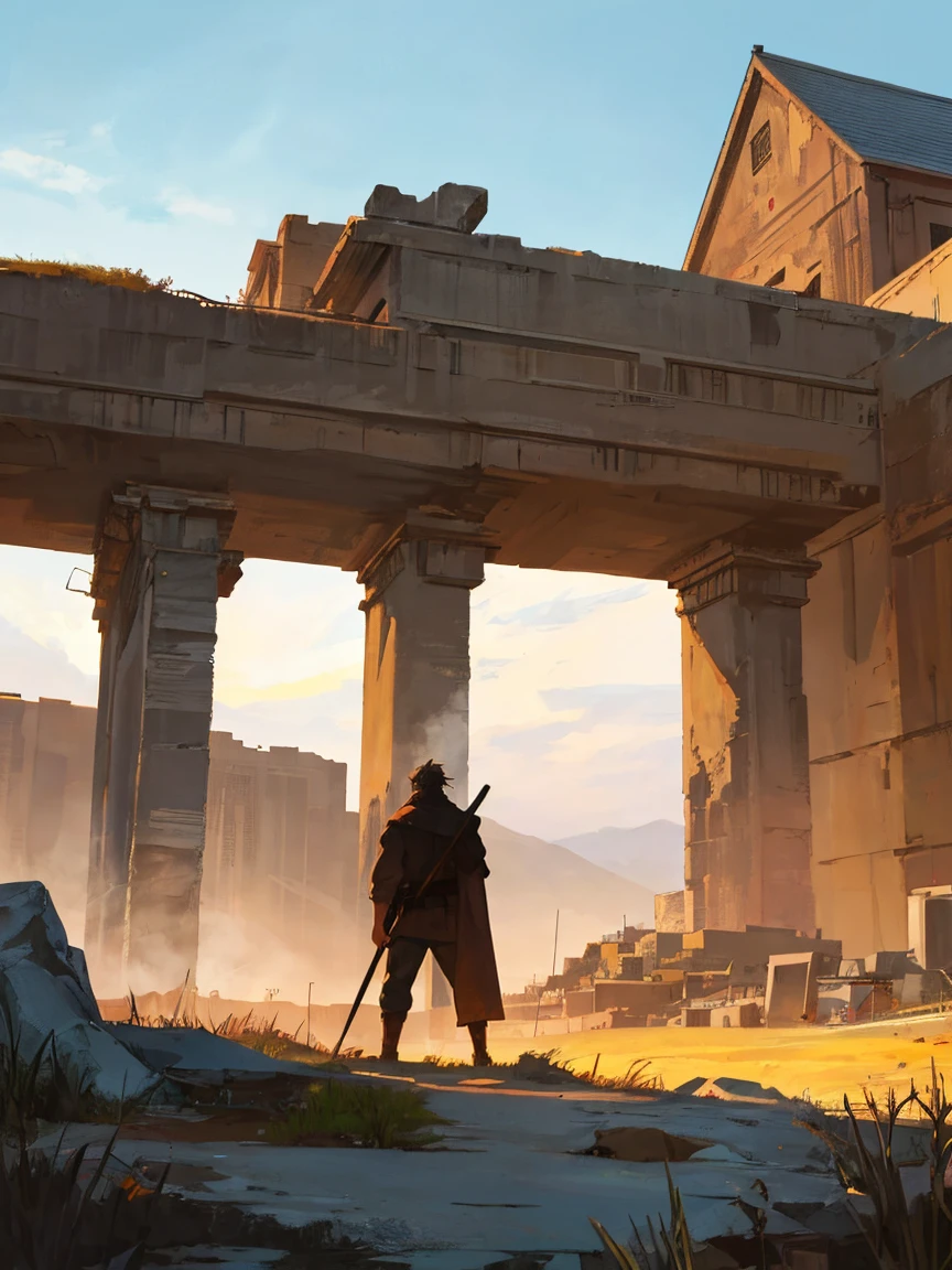 In this evocative painting, Cain is depicted in a moment of intense focus as he builds the first city. The scene is set against a rugged, ancient landscape, with a distant view of the primordial wilderness. Cain, portrayed as a determined figure with a rugged demeanor, is shown working with primitive tools and materials. The city he is constructing is in its early stages, with rudimentary structures taking shape amidst a backdrop of stone and earth. The painting captures the contrast between Cain’s labor and the wild, untamed nature around him. The mood is both contemplative and ambitious, highlighting the tension between human endeavor and the raw, untamed world. The color palette features earthy tones and subtle highlights, emphasizing the stark environment and the nascent civilization emerging from it.