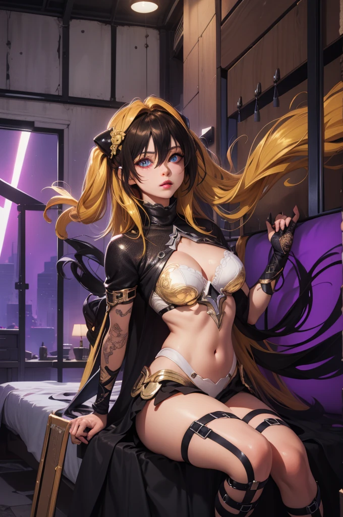1girl, golden_darkness, long hair, very long hair, two side up, hair ornament, medium breasts, hair intakes, hair between eyes, golden_darkness, long hair, very long hair, two side up, ((golden hairs:1.5)),
BREAK (masterpiece:1.2), best quality, high resolution, unity 8k wallpaper, (illustration:0.8), (beautiful detailed eyes:1.6), extremely detailed face, perfect lighting, extremely detailed CG, (perfect hands, perfect anatomy),