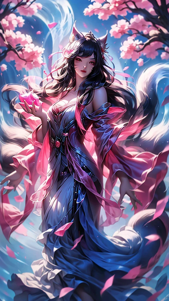 best quality,masterpiece,Ultra-high resolution,(truthfully:1.4),,The sky is full of peonies(background),20-year-old Peony Fairy(oriental woman),Pink shawl long hair,Cute eyes,Sexy body,Wearing a peony lace skirt,Half-reclining man reading and drinking among peonies.