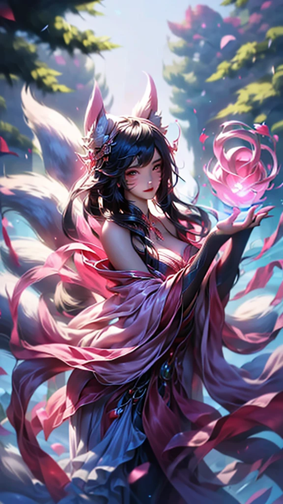 best quality,masterpiece,Ultra-high resolution,(truthfully:1.4),,The sky is full of peonies(background),20-year-old Peony Fairy(oriental woman),Pink shawl long hair,Cute eyes,Sexy body,Wearing a peony lace skirt,Half-reclining man reading and drinking among peonies.