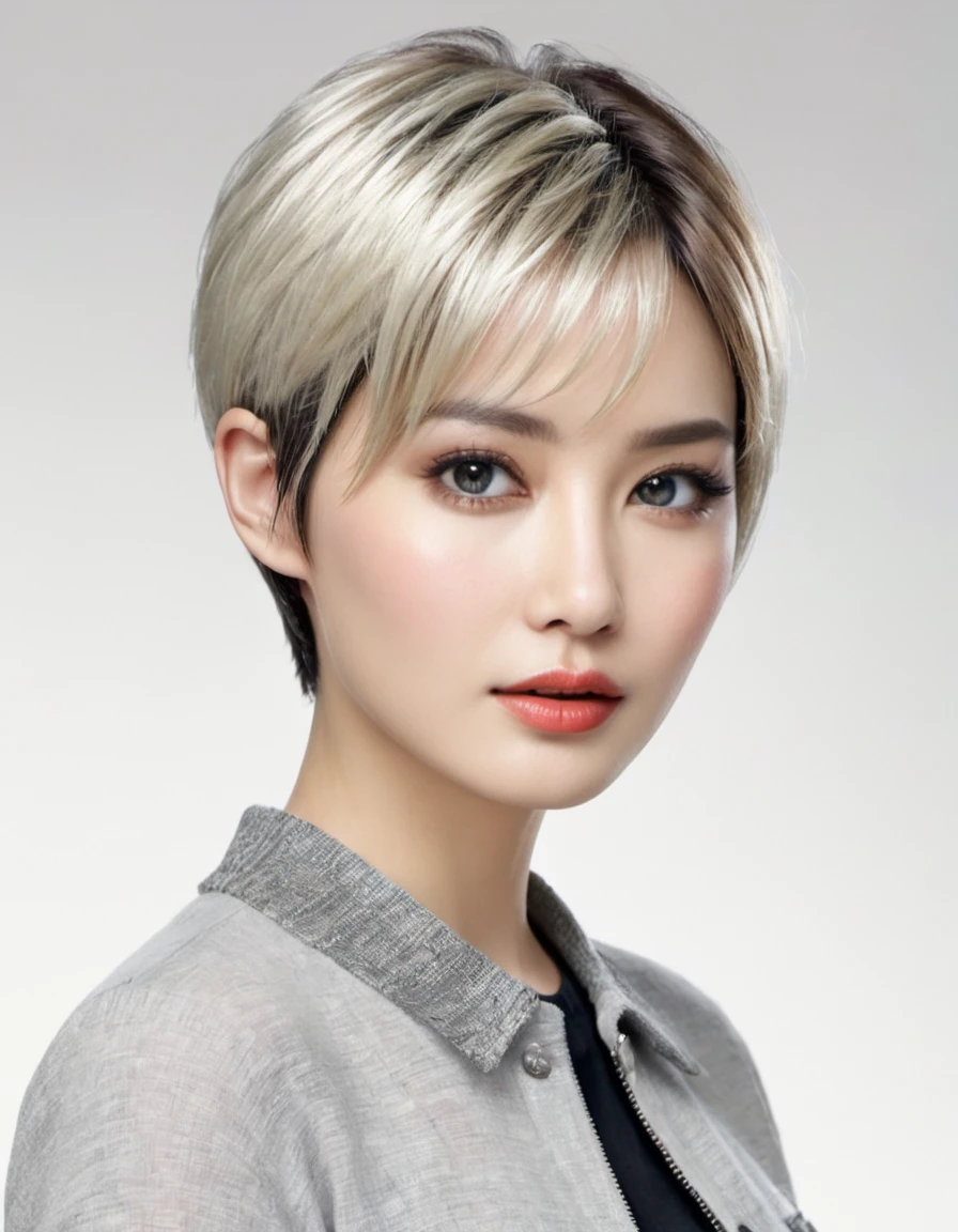Detailed, realistic, beautiful woman with short hair