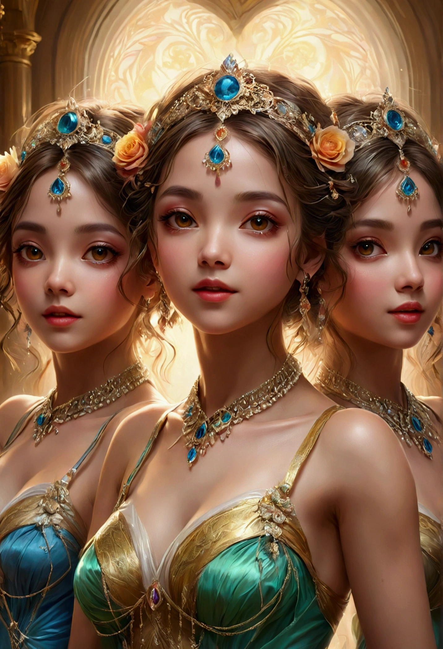 (dancing), 3girls, best quality, (masterpiece:1.2), high quality, Highres, (hyper detailed:1.2), (portrait), photorealistic, proper anatomy, various eyes, detailed face and eyes,
