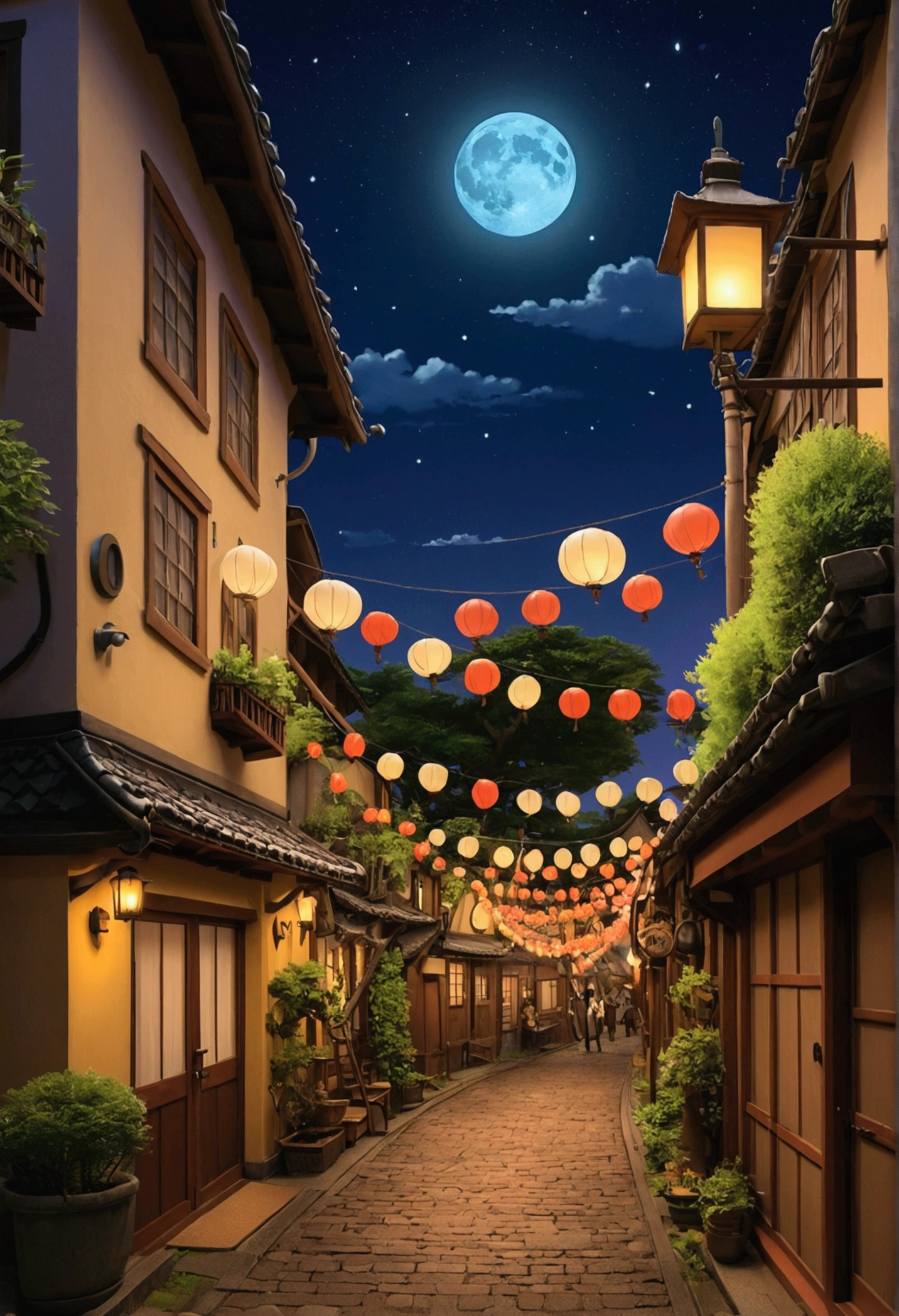 Ghibli Ghibli night festival fantasy