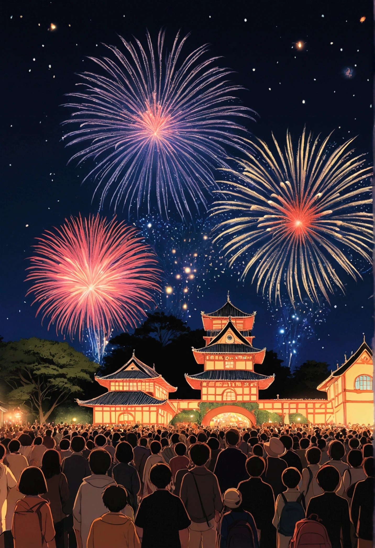 Ghibli Ghibli night festival firework fantasy