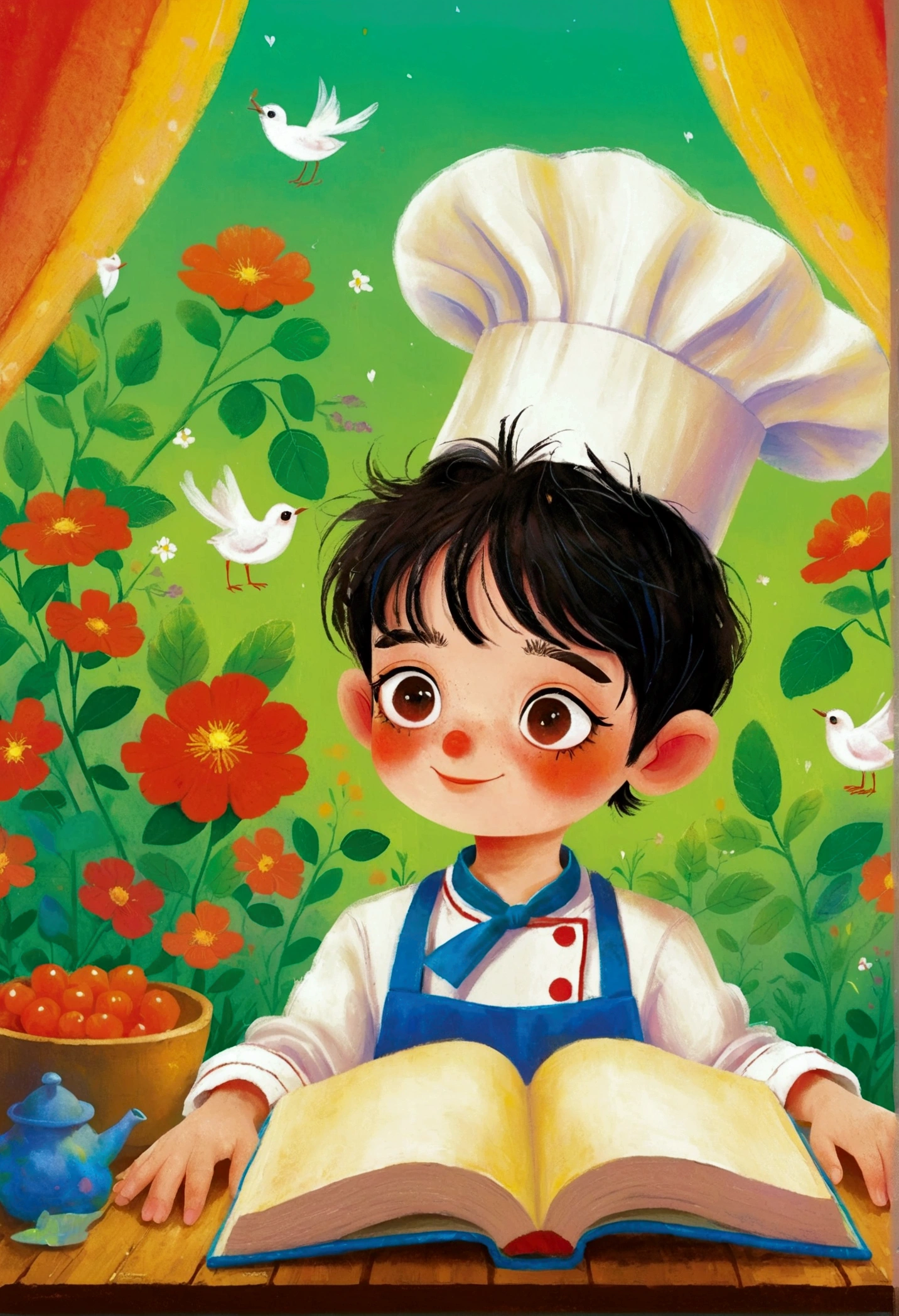 Pastel Art Illustration：Portrait of little boy at pastry chef。 梅青 的Storybook illustration, devianart contest winners, Concept Art, Children&#39;s Book Illustrations, Children&#39;s Book Illustrations, Children&#39;s Book Illustrations, Children&#39;s Book Illustrations, colorful Children&#39;s Book Illustrations, Children&#39;s Book Illustrations, Children&#39;s illustrations, Children&#39;s Book Illustrations, Storybook illustration, Children&#39;s illustrations