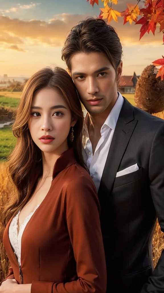 Indonesian men and women in hijab, Masterpiece, ultra fine photo, Best quality, Ultra high resolution, Realistic, Bright, full body portrait, Extraordinary man, Dynamic posture, beautiful face, Bright eyes, Highly detailed background, Detailed face, detailed neat background, Beautiful, High detailed skin, Realistic skin details, Visible pores, Clear focus, volume haze, UHD 8K, Digital SLR, High quality, film grain, Bright skin, Realism,(((Handsome guy and girl beautiful:1.4)) )