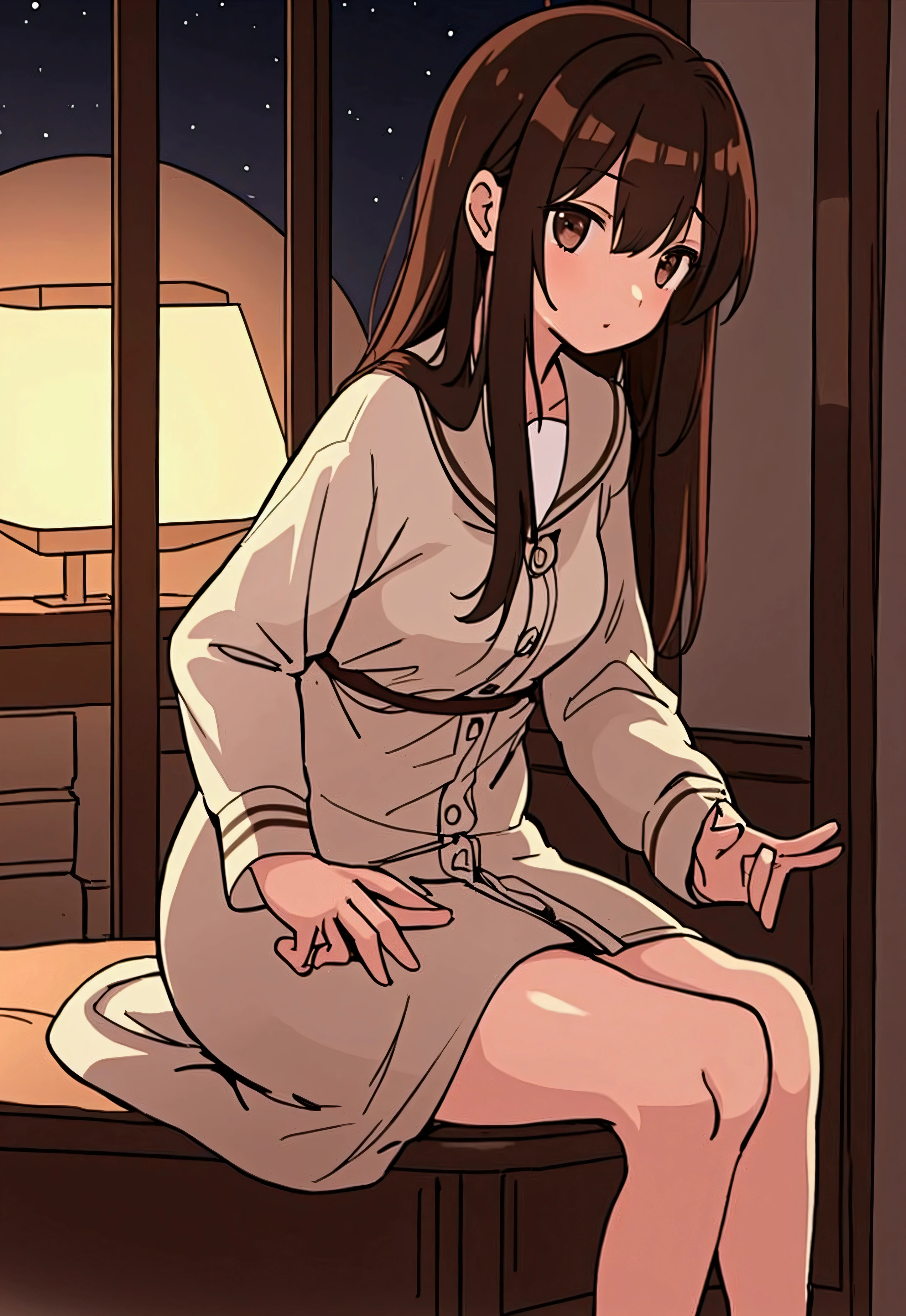 Night room,girl,Healing,Brown Hair