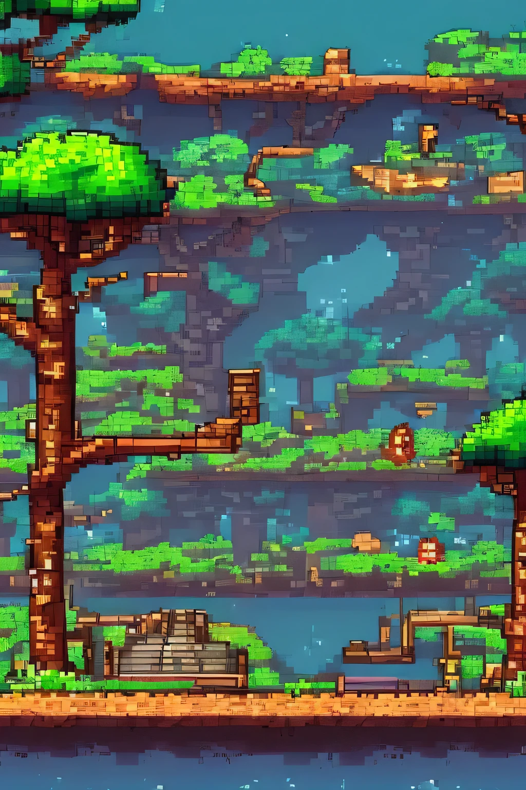 location level for a classic platformer in pixel style