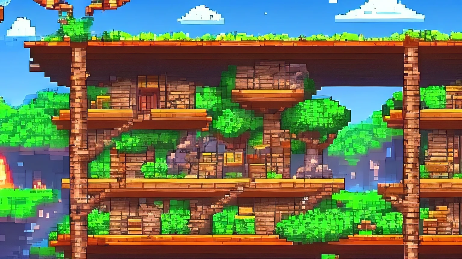 location level for a classic platformer in pixel style