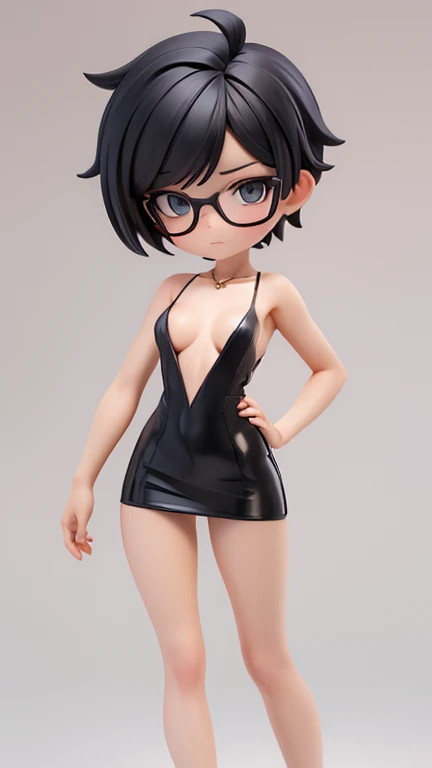 Cool woman,Sharp,boyish,The forehead is visible,Married Woman,whole body,Character portrait,Short Hair,Short Hair,Very Short Hair,slender,Slender,,skin,tits,露出,Black Hair,Small breasts,Seasts, wears gWatching the audience,Facing the screen,The feet are visible in the standing posture.