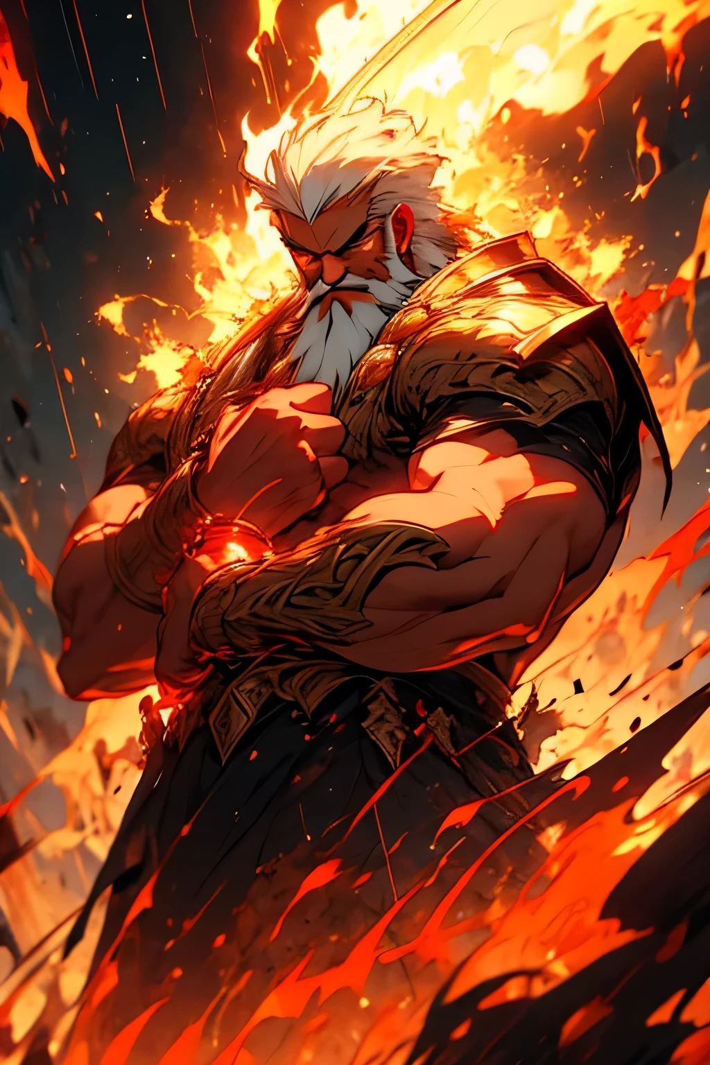 Zeus with beard throwing a lighting bolt