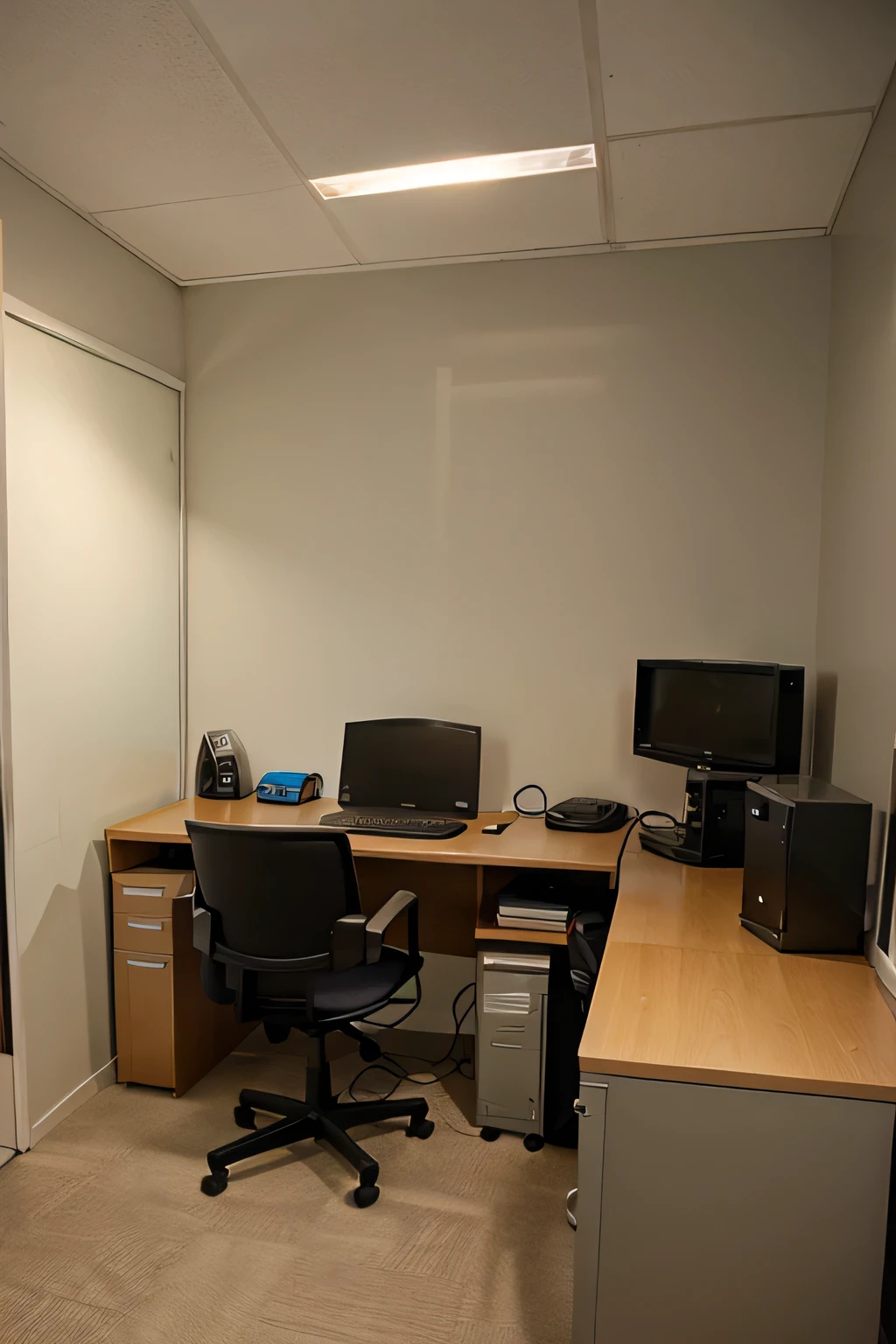 office room with the computer on 