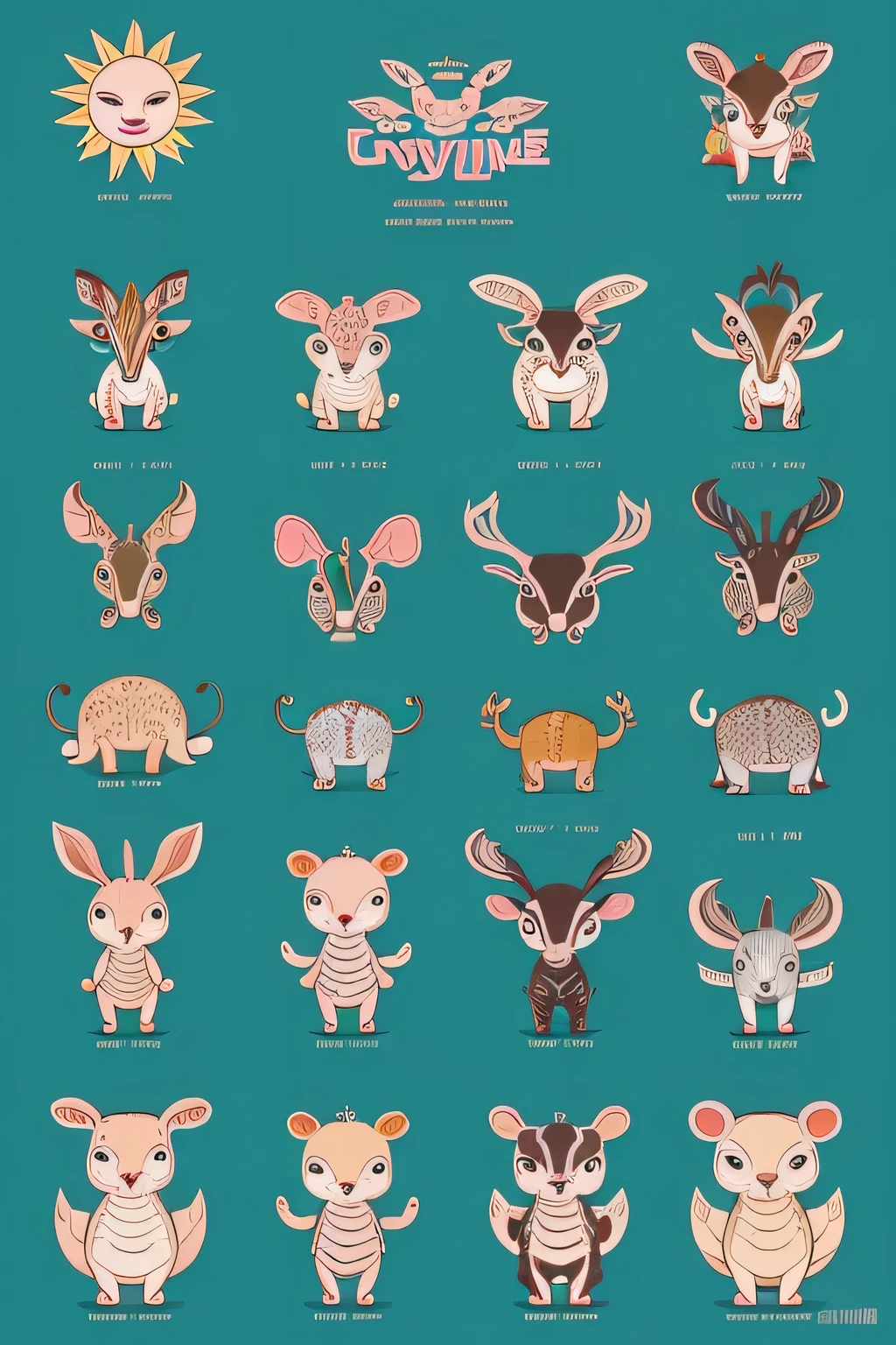 There are many different cute cartoon animals, elephants, crocodiles, Rabbits and other animal patterns in this photo, cute, Hand-drawn illustrations, colorfully, Wang Chen, crocodilo loki, art cover, ƒ5.6,🦩🪐🐞👩🏻🦳; 🌞🌄 , code, 🪔 🎨 metaverse
