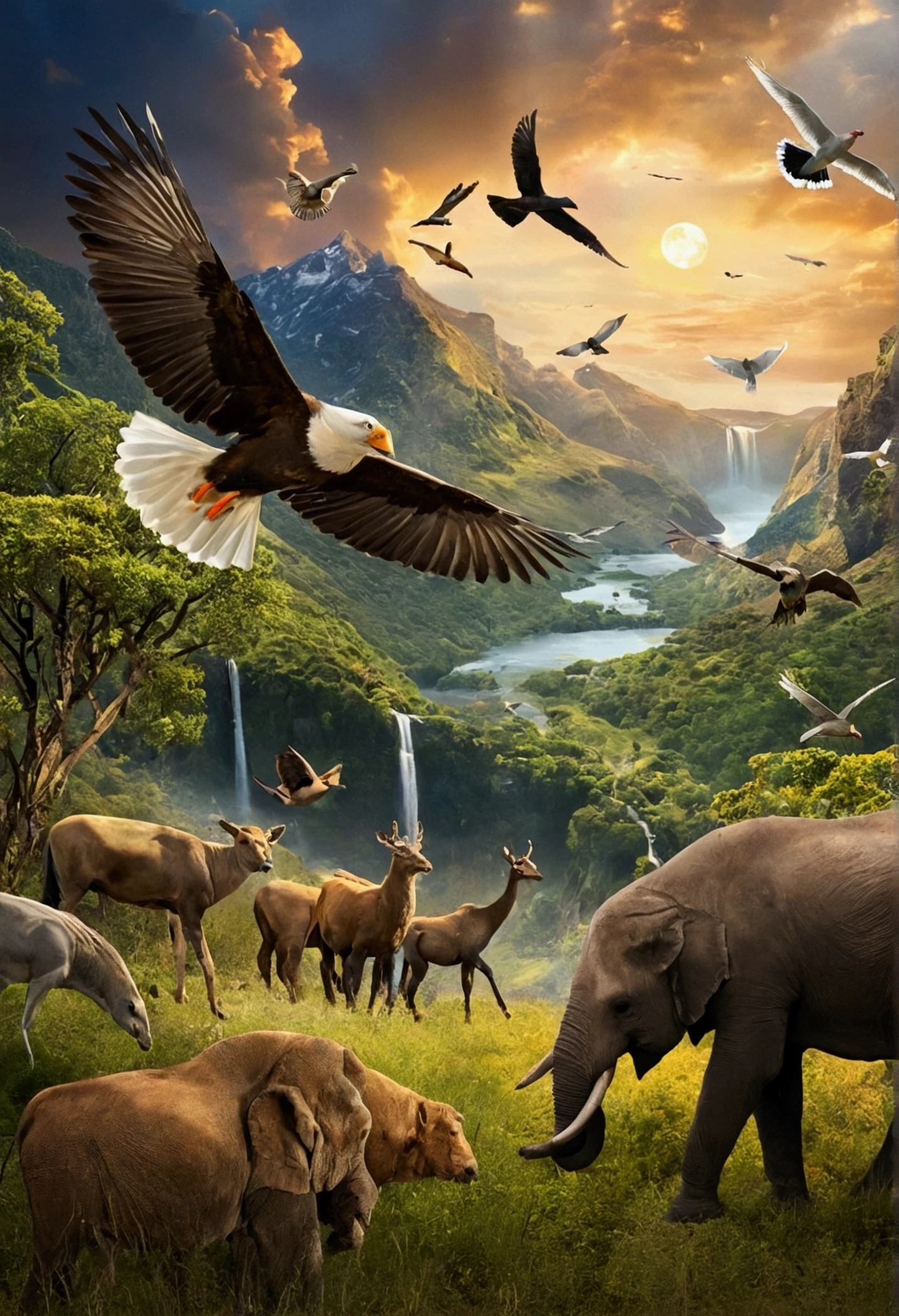God created all kinds of wild animals and flying birds on the earth through His Word.