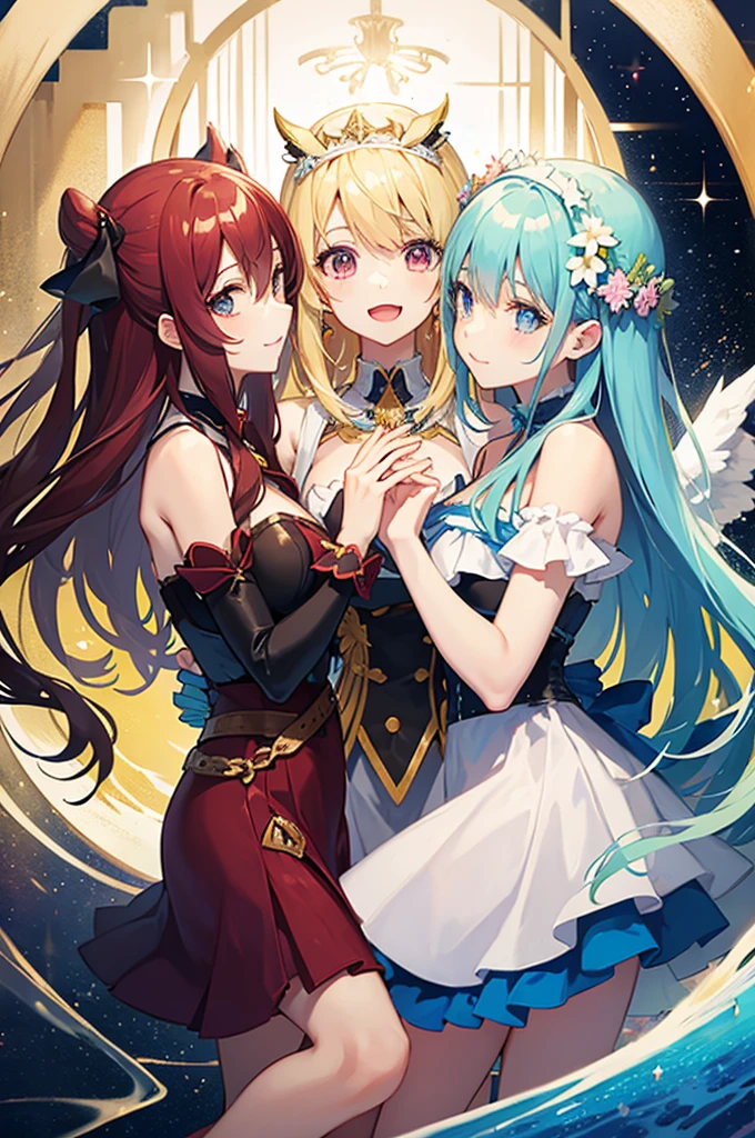 Yuri couple, girl x girl, happy, fantasy, angel and devil
