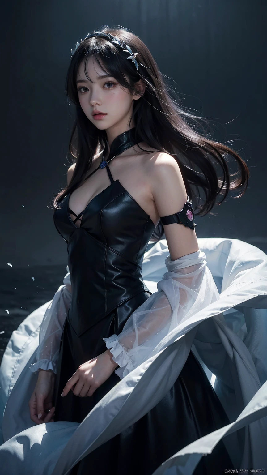 Mysterious Dark Princess,perfectly structured, (watercolor), Digital Illustration, Anime style, Very detailed content, Volumetric Lighting,, Pastel, Dynamic Combination, The image is clear and sharp, (Beautifully, sublimation:1.2), Indescribable beauty,