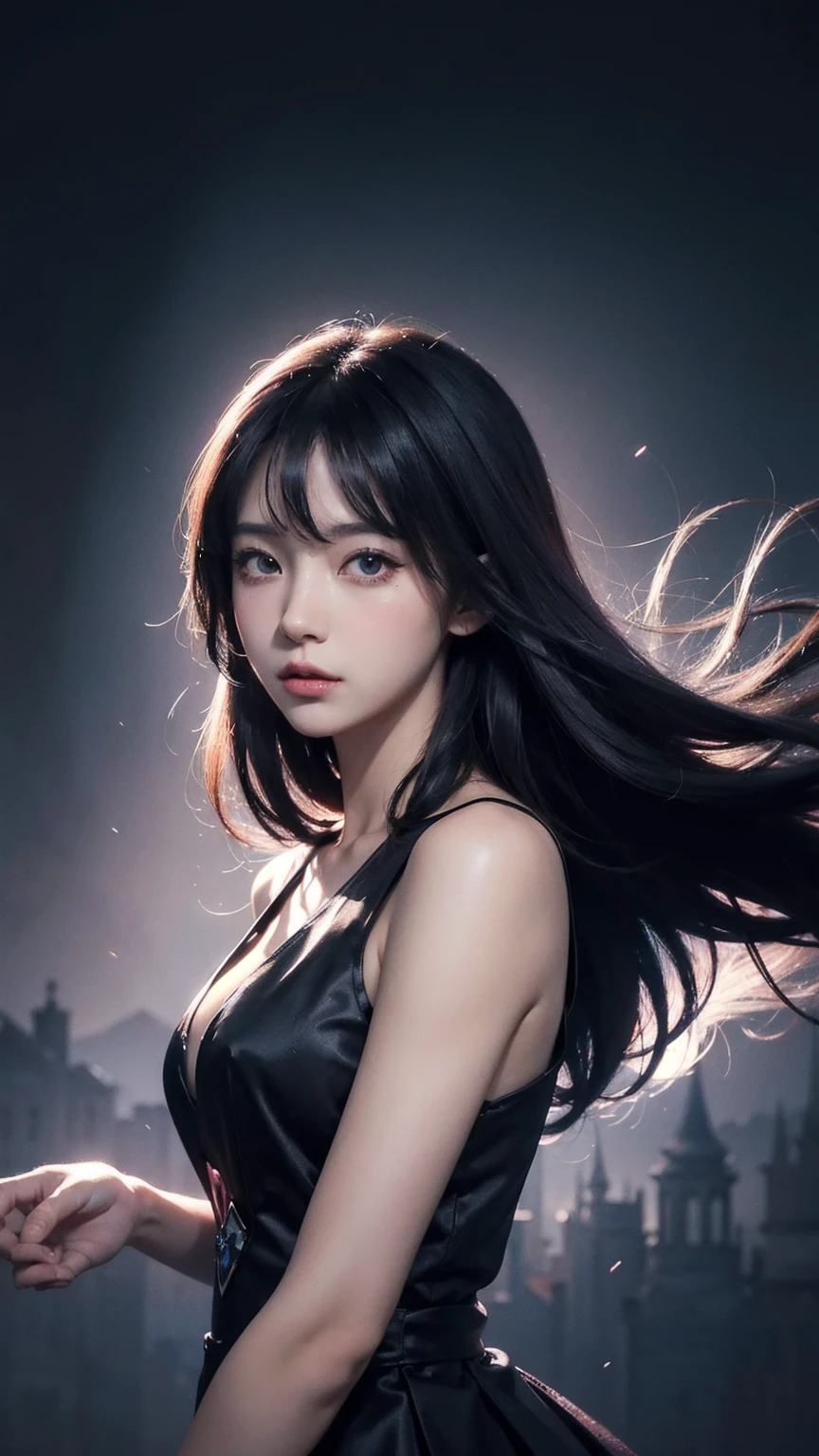 Mysterious Dark Princess,perfectly structured, (watercolor), Digital Illustration, Anime style, Very detailed content, Volumetric Lighting,， Pastel, Dynamic Combination, The image is clear and sharp, (Beautifully, sublimation:1.2), Indescribable beauty,
