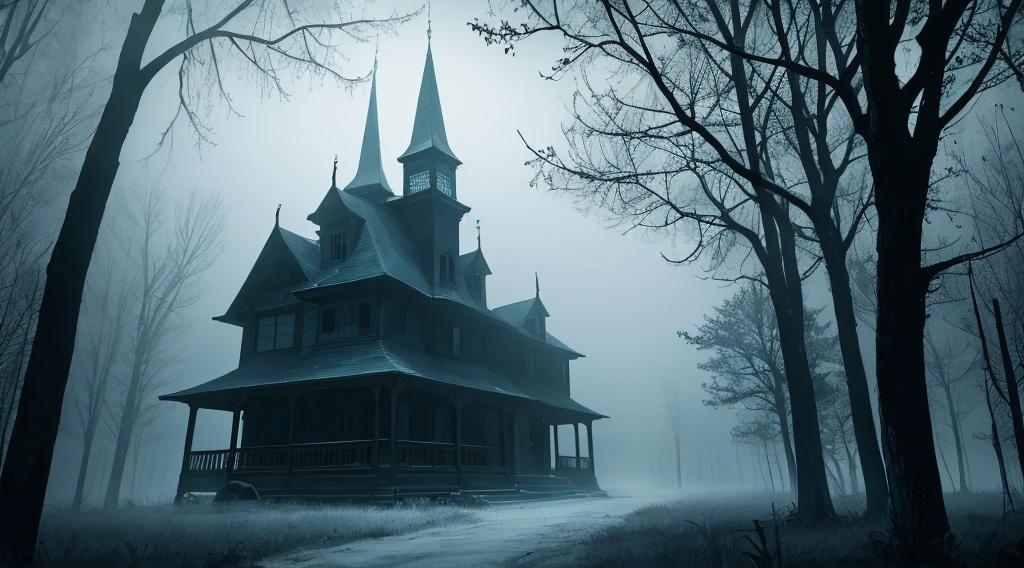 Late Night Creepy Night Scenery scared In the fog beautiful mysterious