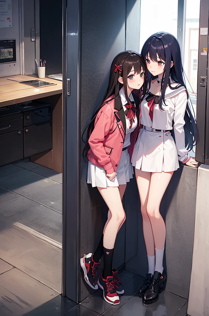 Yuri couple, girl x girl, fantasy, yandere girl and innocent girl, Flirting, blushing, the one is tall, Near