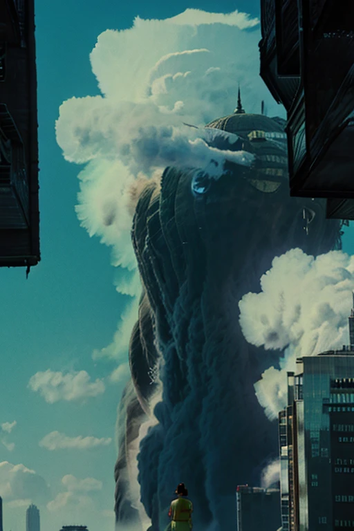 Imagine a giant cigarette like a Kaiju but that shows its face from between 2 skyscrapers and it is lit while it looks down and smoke falls from its mouth that is toxic to humanity and it just laughs 