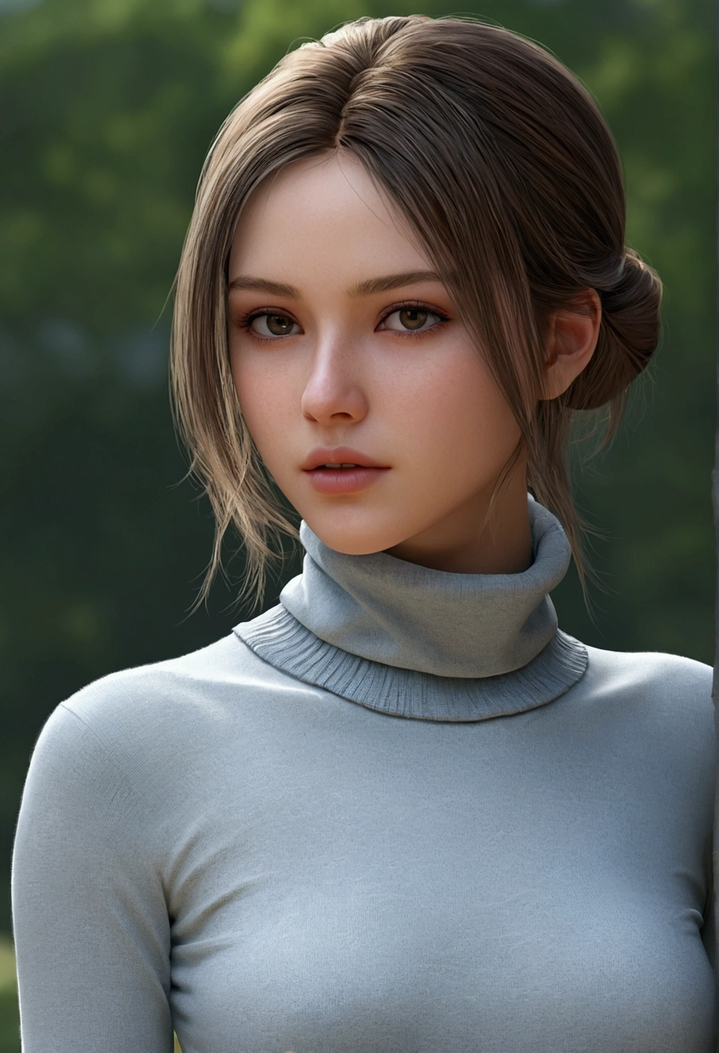 1fille,pose sexy,best quality,head of'artwork,illustration,an extremely delicate and beautiful,CG,Unit,Background'8k screen,Incroyable,finely detailed,head of'artwork,art officiel,extremely detailed CG Unit Background'8k screen,incredibly absurdres,huge file size,ultra-detailed,high resolution,extremely detailed,Beautiful detailed girl,realistic,frontal complet,En plein air,turtleneck shirt,skirt,Light contrast, I want the face
