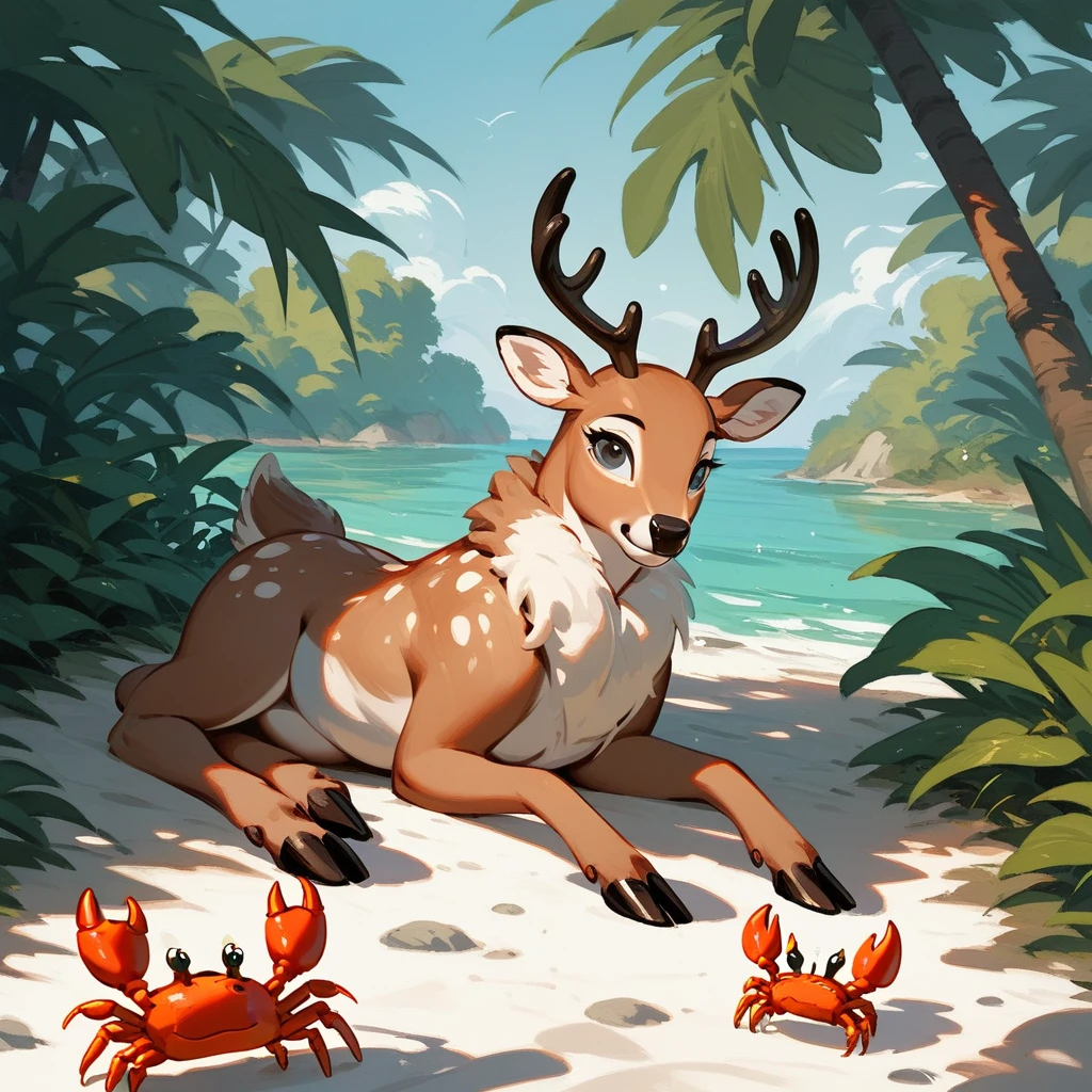 Crab Deer in Alphonse Mucha art style (score_9,score_8_up,score_7_up,score_6_up,score_5_up,score_4_up, source_furry) 