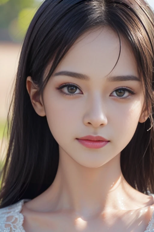 (masterpiece, Highest quality, employment, High resolution:1.2), (Very detailed, Intricate details, High resolution), (Medium Close-up:1.2) The portrait we have (Sunny background:1.2), (Medium Shot:1.2), (Face Focus:1.1), (Soft Focus:1.2), Low light, (Out of focus:1.2), Bokeh, 1 1 1.4, 40mm, Realistic, born, 8k, ((Textured skin:1.1, Skin pores:0.3, Realistic Skin:1.1)), Intricate details, One girl, (Extremely clear images), Black Hair, Perm Straight Hairstyle, Very beautiful girl, ((masterpiece, Highest quality, Best image quality, High resolution, Realistic, RAW Photos, 8k)), ((Very detailed CG 統合 8k 壁紙))