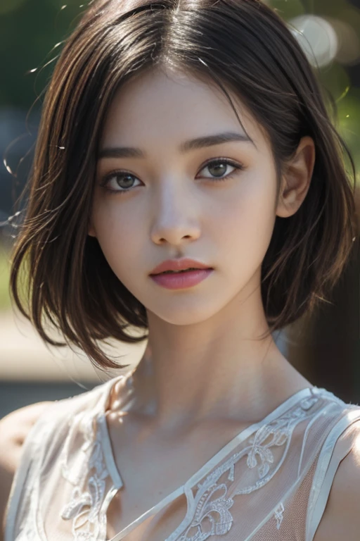 (masterpiece, Highest quality, employment, High resolution:1.2), (Very detailed, Intricate details, High resolution), (Medium Close-up:1.2) The portrait we have (Sunny background:1.2), (Medium Shot:1.2), (Face Focus:1.1), (Soft Focus:1.2), Low light, (Out of focus:1.2), Bokeh, 1 1 1.4, 40mm, Realistic, born, 8k, ((Textured skin:1.1, Skin pores:0.3, Realistic Skin:1.1)), Intricate details, One girl,  (Extremely clear images), Black Hair, Perm Straight Hairstyle, Very beautiful girl,   ((masterpiece, Highest quality, Best image quality, High resolution, Realistic, RAW Photos, 8k)), ((Very detailed CG 統合 8k 壁紙))
