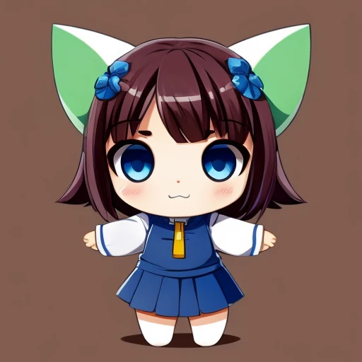 a very cute and beautiful chibi anime girl, simple flat background, full body, standing, highly detailed face and eyes, clearly outlined, solo