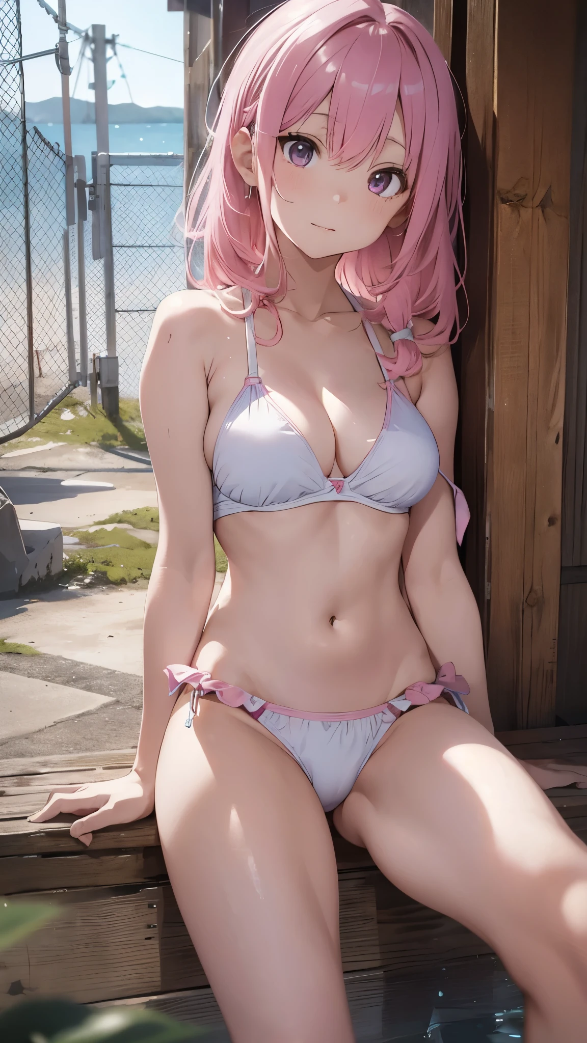 4K,8k,Pink haired girl drawn in high resolution Japanese anime style、whole body、Women in white bikinis taking photos on a deserted beach, model bikini, , Young and cute gravure idol, Posing together in bras, Russian and Japanese mix, sakimichan, Asian woman, Wear a swimsuit, that'that'that'that'that'that'that'that'that'that'that'that'that'that'that'that'that'that'that'that'that'that'that'It's hot with the shining sun, Japanese Model, Cute Core, sakimichan hdri, Young Gravure Idol, Chubby
