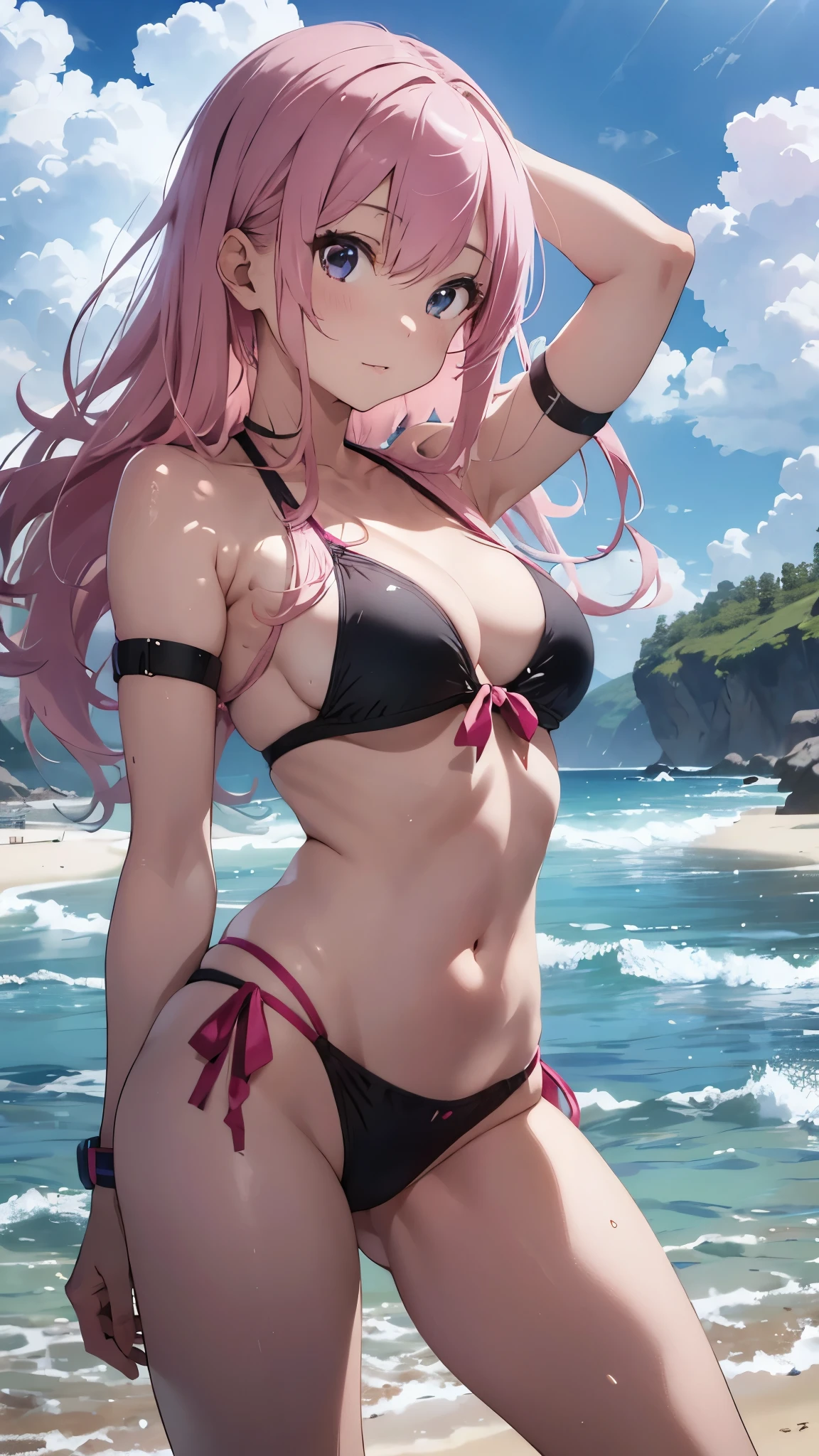 4K,8k,Pink haired girl drawn in high resolution Japanese anime style、whole body、Women in white bikinis taking photos on a deserted beach, model bikini, , Young and cute gravure idol, Posing together in bras, Russian and Japanese mix, sakimichan, Asian woman, Wear a swimsuit, that'that'that'that'that'that'that'that'that'that'that'that'that'that'that'that'that'that'that'that'that'that'that'It's hot with the shining sun, Japanese Model, Cute Core, sakimichan hdri, Young Gravure Idol, Chubby