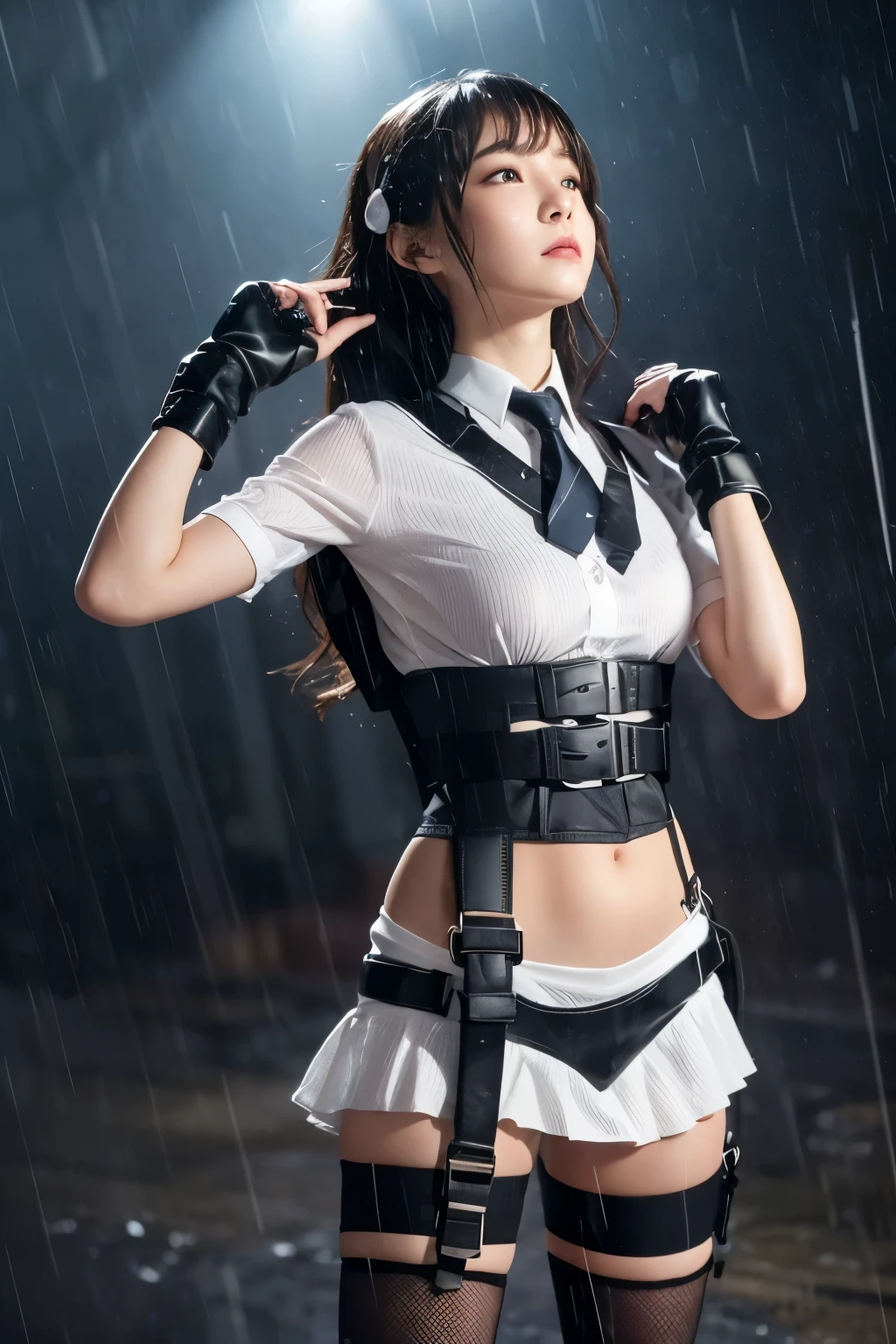 1 female, , high quality, masterpiece, Ultra-high resolution, , Cinema Lighting, , , 1 female, , high quality, masterpiece, Ultra-high resolution, , Cinema Lighting, , , And the suspenders with the cranes flying Moderate breasts Large Breasts Small face holster Lying in bed Looking up Sweat belt summer 脇Sweat Black Hole Gloves suit garterbelt Leg Links ズボンにbelt holster Hands behind your back Anxious expression Looking up Anxious face Knee-high Knee socks Knee-highソックス garterbelt garter ふとももにgarterbelt Checkered mini skirt Necktie Headband ribbon Panty shot スカートの隙間 Armament Handgun handcuffs Cable ties レッグholster holster Hands behind your back Anxious expression Looking up Anxious face 足を横に開く Armament Cable ties レッグholster holster See-through clothing heavy rain Getting wet in the rain