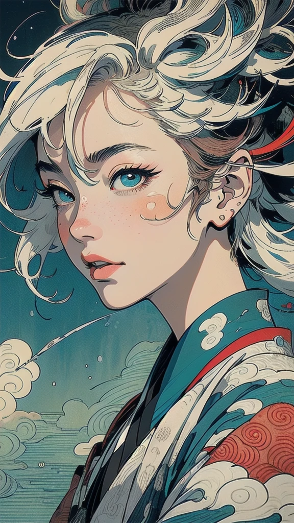 (((masterpiece, highest quality))),,(((solo:1.2))),(((1girl:1.2))),32k wallpaper, very detailed, poster, vintage science fiction,(((((portfolio))))),(((((Close-up))))),(((((bust up))))),((((more various angle)))),((((highlight)))),((((heterochromia)))),(((complete. detailed face))),(((detailed unlimited complete equipment : rail gun))),(((((Absolutely Realistic Clouds background))))),(((Texture for people : halftone))),((Open your mouth wide)),(((Wind God and Thunder God))),(((Ukiyo-e))),