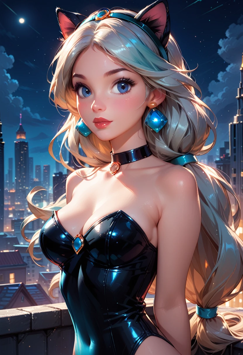 score_9, score_8_up, score_7_up, score_6_up, 1girl, solo, (Disney's Princess Jasmine:1.3), wearing (Marvel's Black Cat suit:1.2), (three quartershot:1.1), city rooftop, night, detailed soft lighting.