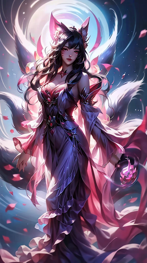 best quality, masterpiece, Ultra-high resolution, (Real photos: 1.4), Sky full of mandala flowers (background), 20 years old, mandala flower fairy (oriental woman), Dark red shawl long hair, Cold eyes, Sexy body, Large Breasts, Wearing a mandala flower strapless dress, Walking among mandala flowers