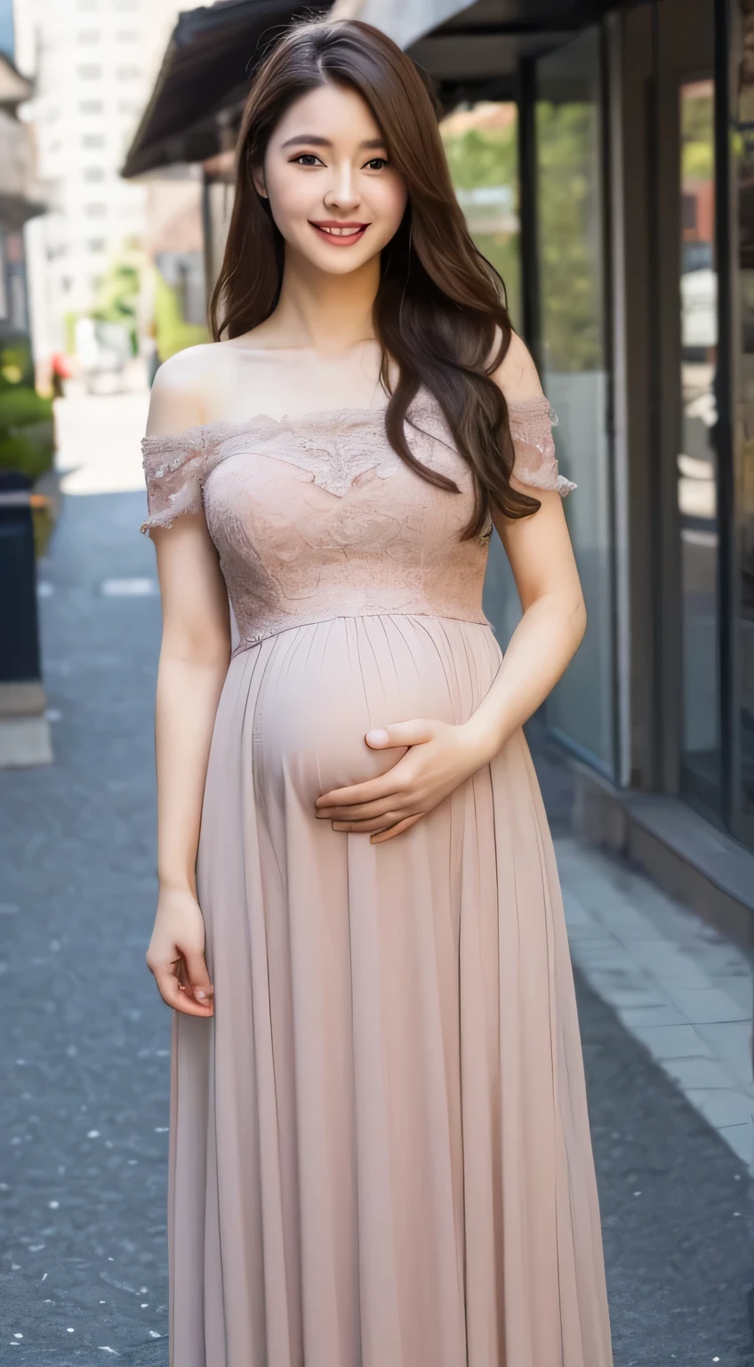 Pregnant women、Caucasian、Brown Hair、Maternity Dresses