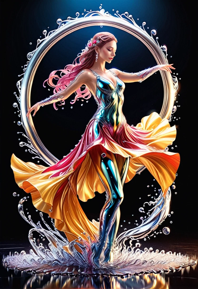 a ((liquid metal portrait: 1.5)) of woman ballroom dancer, a full body picture ((anatomically correct: 1.5)) ultra detailed face, dynamic hair color, dynamic hair style, dynamic skin complexion, best detailed face, of a exquisite beautiful female ballroom dancer, she is wearing a (colorful ballroom dress: 1.3), best detailed dress, colorful dress, multicores dress, royal fantasy ballroom background, LIQUID METAL, artxldnc, ba11g0wn