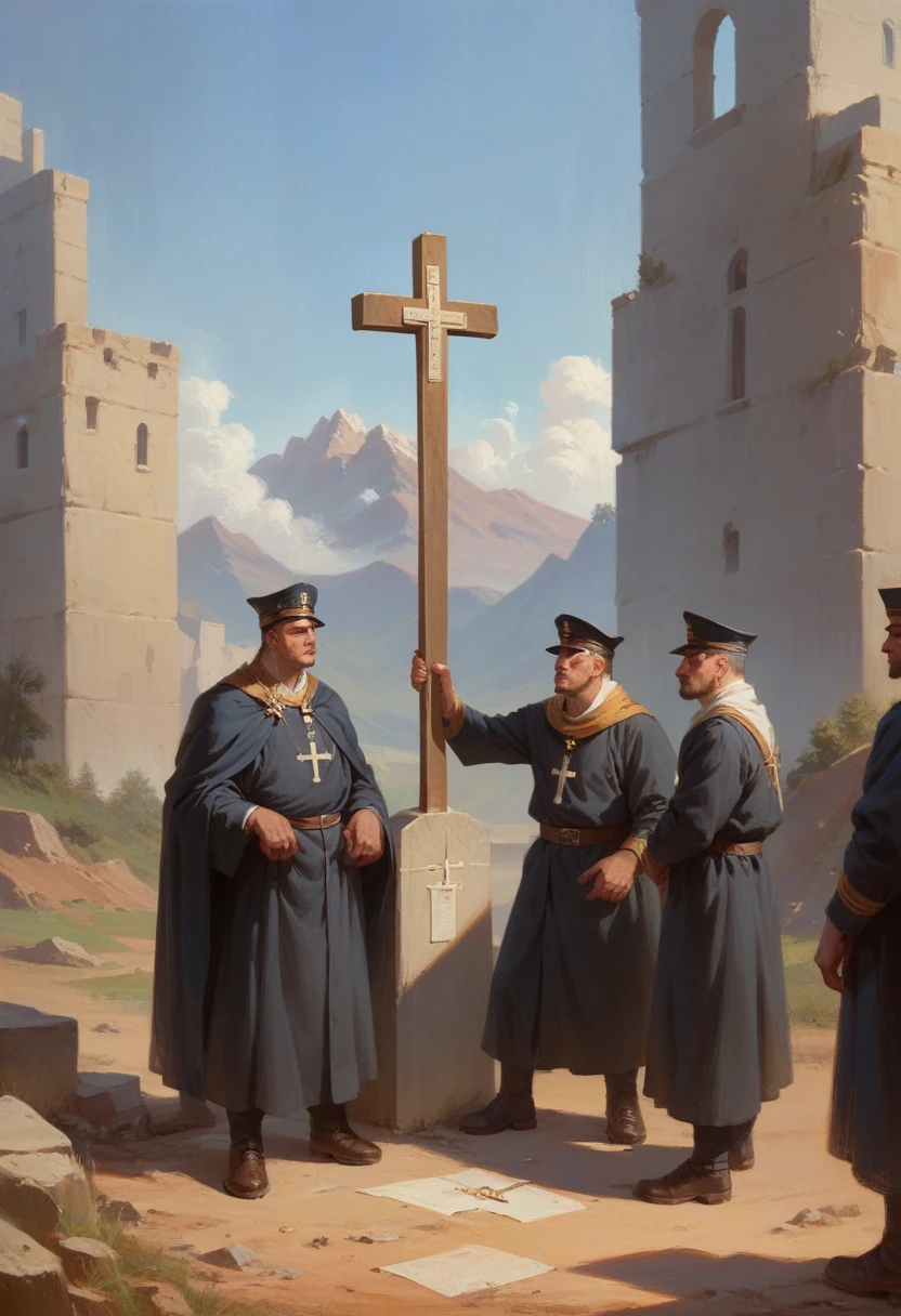 Jesus is crucified by soldiers on Mount Calvary