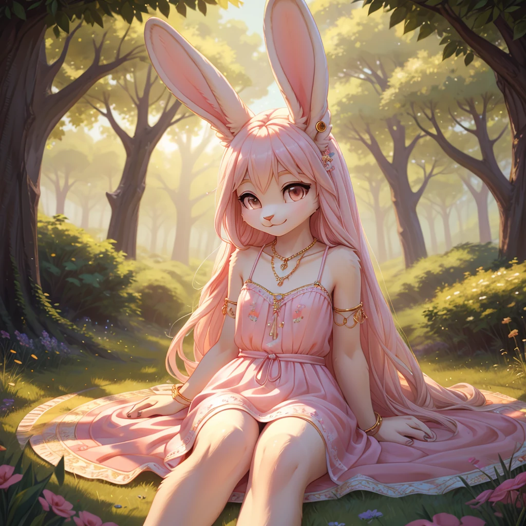 1girl, cute, teen, slender, round face shape with angular jaw, blonde with bangs, grey eyes, topless, picking wet pink colorful mushrooms in a celestial forest, sunshine, stripe socks, pink skirt, hhorny touch, windy