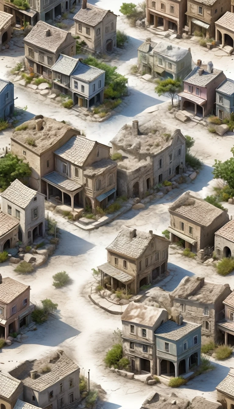 seamless image fusion, world where everything is white, the everyday scenery of a petrified city, where people, animals, plants, buildings, everything has turned to stone, soil and dust blown by the wind, shading effects, gradation magic effects, (ultra detailed, absolutely resolution, best quality:1.3), 2.5D, delicate and dynamic, artistic photography, hyper realistic, graphic CG digital art