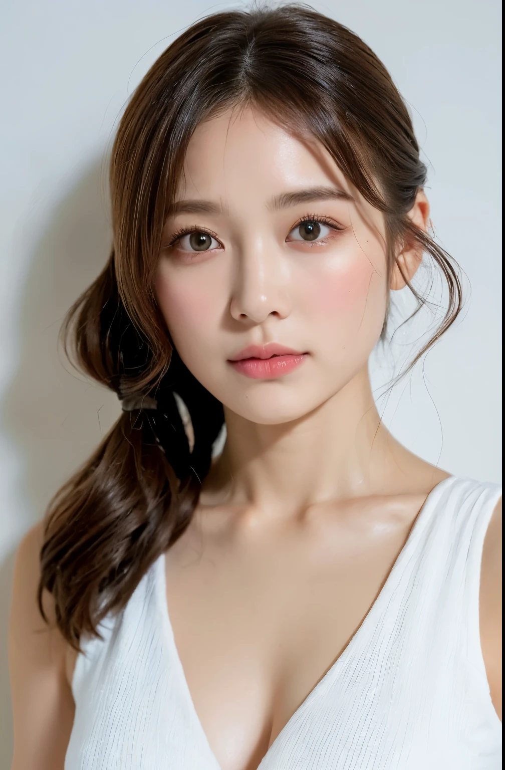 ((Highest quality, 8k, masterpiece :1.3)), One Girl, beautiful woman with slim abs :1.3, (Random Hairstyles, Huge breasts :1.2), Wrap a bath towel around your upper body :1.2, Highly detailed face, fine grain, double eyelid、Japanese women